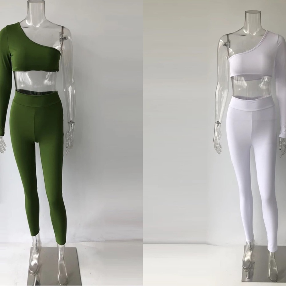 White/Army Green Two Piece Set